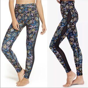 Free People Movement Liza Black Mosaic Mesh Detail Leggings Size XS